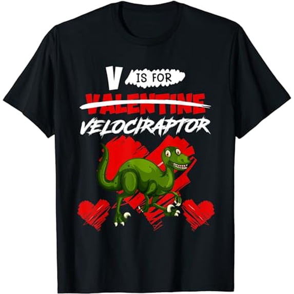 Dinosaur V is for Velociraptor Valentine's Day T-Shirt
