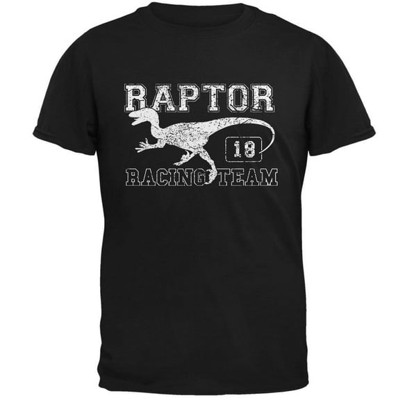Dinosaur Velociraptor Raptor Racing Mens Soft T Shirt Black X-SM