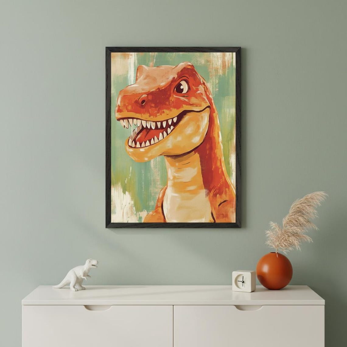 Dinosaur Vibrant Prehistoric Wall Art T Rex Nursery Decor Boys Room Unframed Paper Poster 24x36in