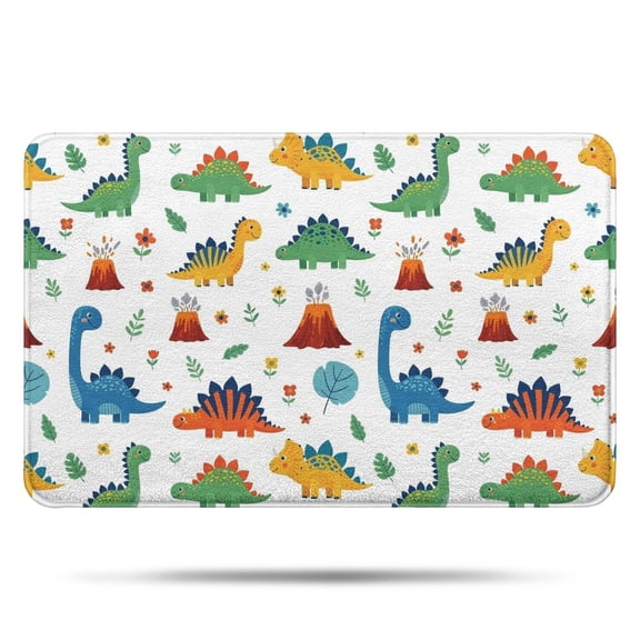 Dinosaur and Volcano Pattern Bathroom Rugs Mat,Non Slip Microfiber Bathroom Rug,Rubber Backing,Soft Bathroom Mats for Bathroom Floor,Tub and Shower,17x27in(43x68cm)