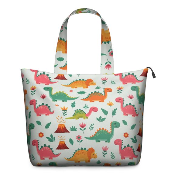 Dinosaur and Volcano Pattern Travel Tote Bags for Women Carry On,Large Weekender Bags for Women Travel,Multi Functional Duffle Bag for Work,Shopping,Sports