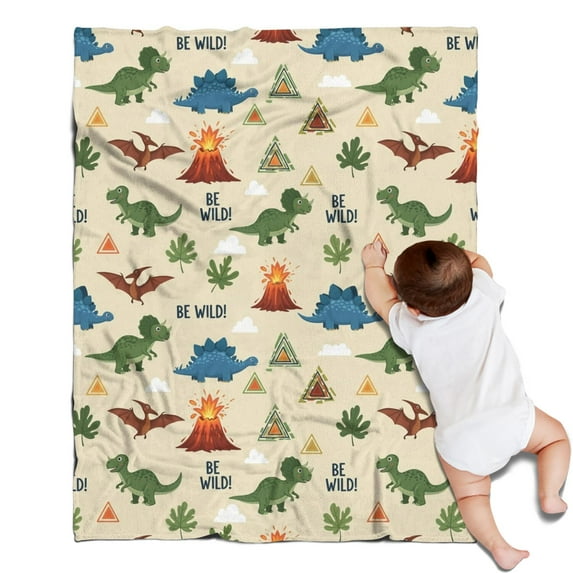 Dinosaur and BE WILD Pattern Blanket,Comfortable Soft Lamb Wool Throw Blanket,All Season,Warm Lightweight Blankets for Sofa Bed Couch Living Room Chair,30"x40"