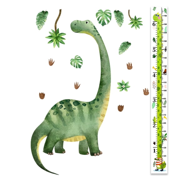 Dinosaur Wall Decals with Height Chart, Large Dino Stickers for Little Boys Baby Toddler Kids Room, Wall Decor for Bedroom, Nursery, Playroom, Classroom, Daycare-Peel and Stick, Removable, 55x69 Inch