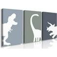 thumbnail image 1 of Dinosaur Wall Decor T-Rex Art Nursery Room Decor Dinosaur Framed Canvas Wall Art Set of 3,Boys Room Aesthetic Posters,Boys Room Decor Animal Nursery Print for Kids Toddler Nursery Decor 12"x16", 1 of 6