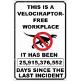 thumbnail image 1 of Dinosaur Warning Velociraptor Free Workplace Sign - 8"x12" Creative Dinosaur Metal Poster, Humorous Office Decor for Home Bar Kitchen Coffee Man Cave Garage Indoor, 1 of 6