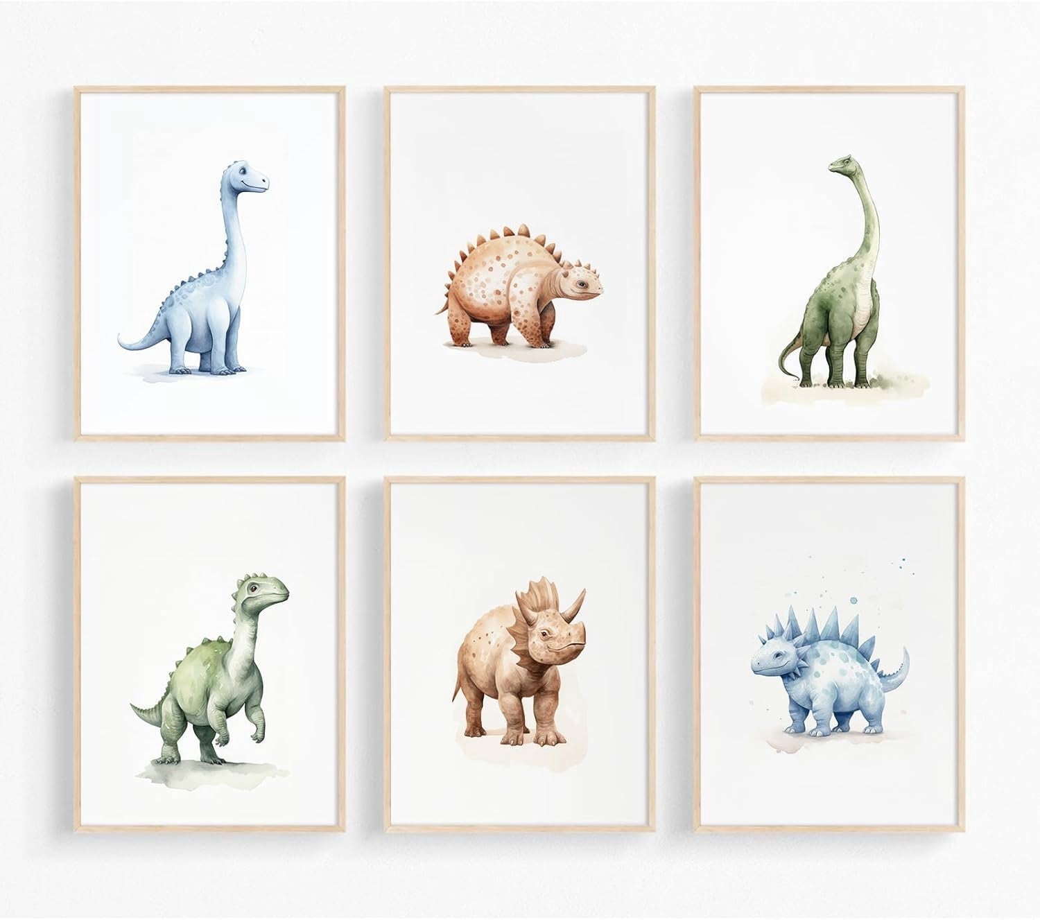 Dinosaur Watercolor Wall Art Decor Dino Boys Room Canvas Wall Art Nursery Kids Prints Toddler Dinosaur Poster Boys Kids Artwork Dinosaur Nursery Pictures for Boys Room 12x16 Inch Unframed Set of 6
