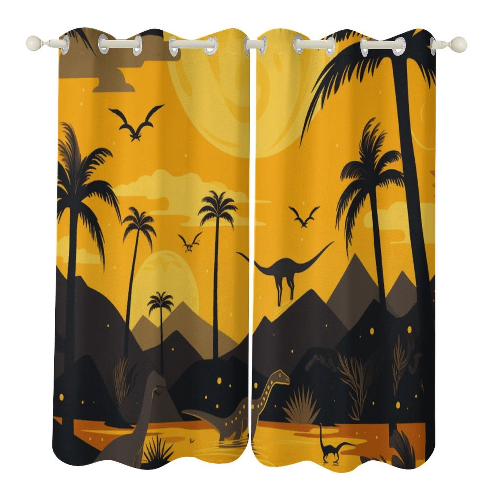 Dinosaur Window Curtain Panels Grommet Blackout Curtains Blackout Curtains for Living Room