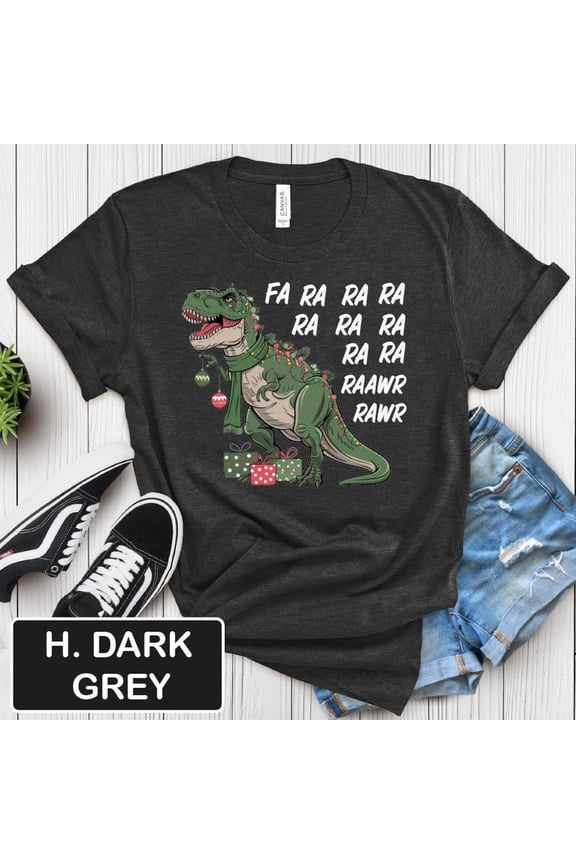 Dinosaur Winter Occasion T-Shirt, Tree Rex Tee, Fa Ra Rawr Rawr Shirt, Occasion , Winter Occasion Dino Top, Full Size S-5XL
