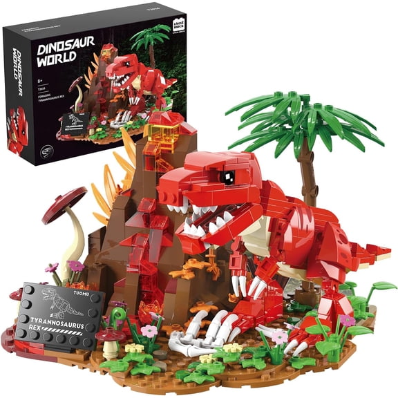 Dinosaur World Building Block Set,T.Rex Dinosaur Park Sets,T.rex and Volcano Scene Building Sets,Home or Office Dcor (559pcs)