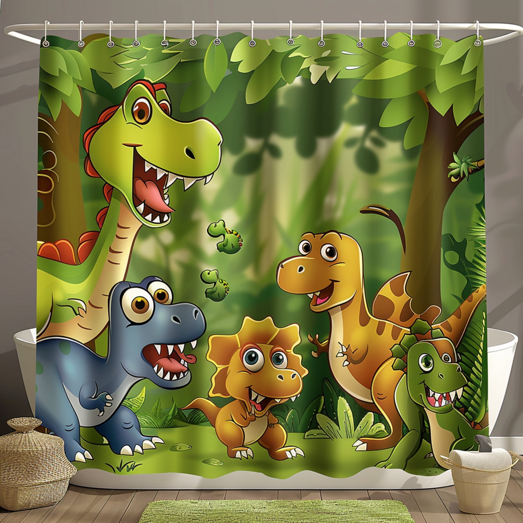 Dinosaur World Cartoon Jungle Bathroom Set Cute Baby Dinosaurs in Pixar