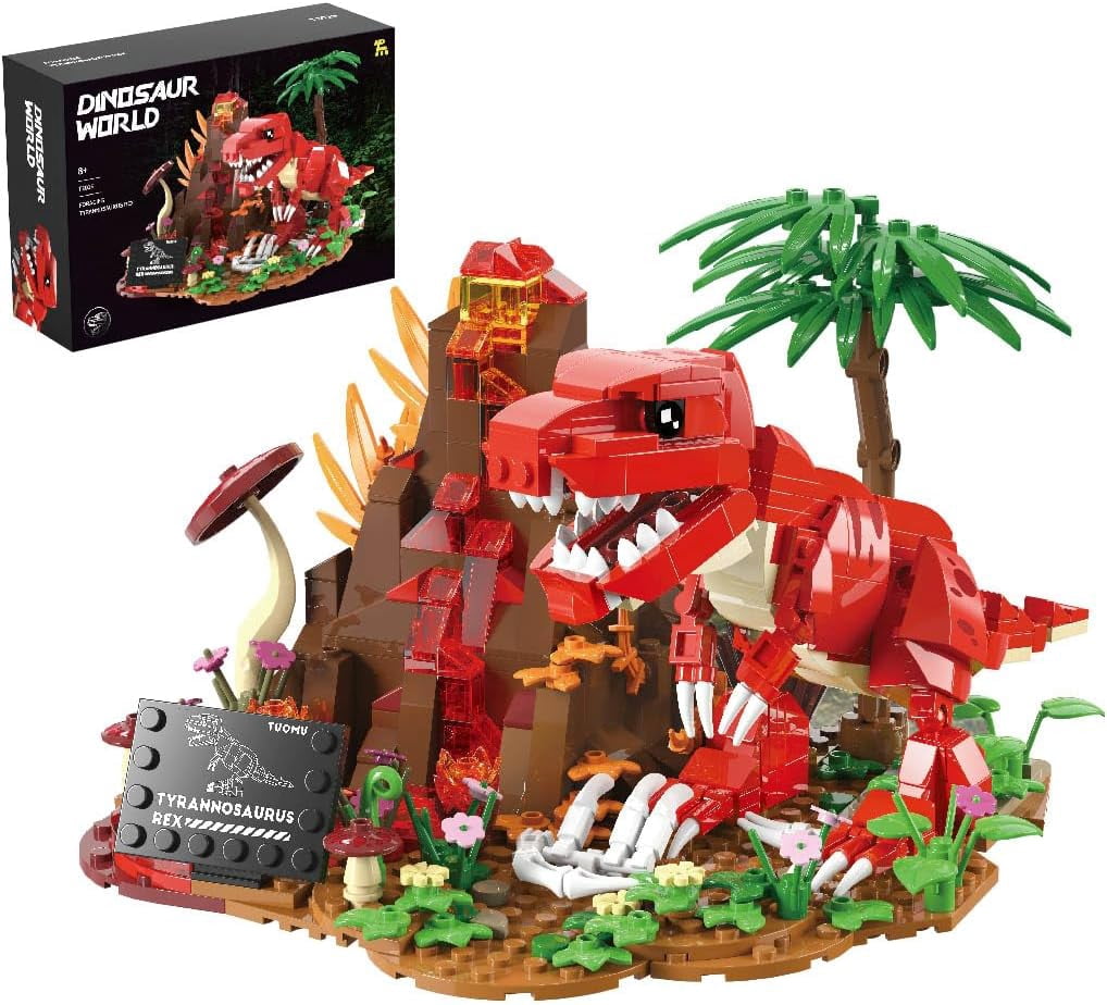 Dinosaur World T-Rex Building Set- Compatible with Lego Sets , Jurassic Volcano Era Building,(559 Pcs)