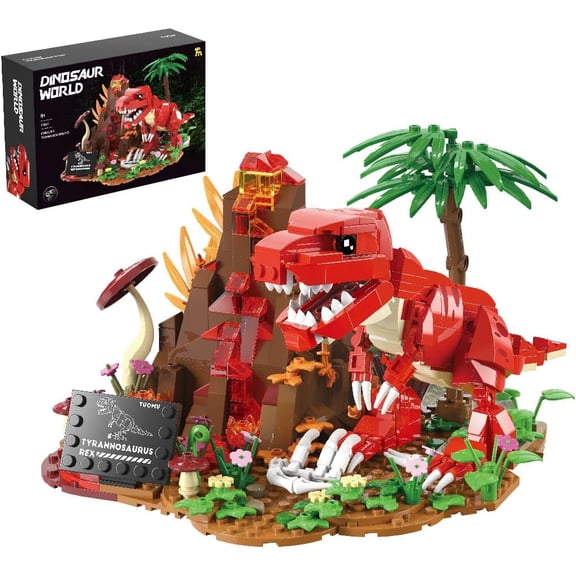 Dinosaur World T-Rex Building Set- Compatible with Lego Sets , Jurassic Volcano Era Building,(559 Pcs)