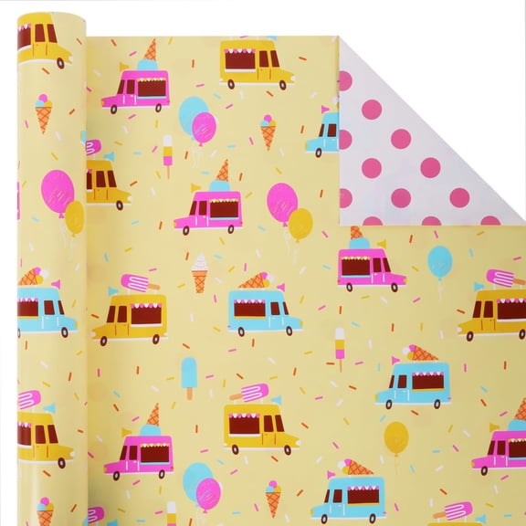 Dinosaur Wrapping Paper Roll - 17 Inches X 33 Feet - Colorful Hand-drawn Dinosaurs Design Gift Wrap Paper for Boys, Girls, Birthday, Baby Shower, Dino Party