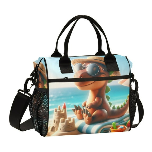 Dinosaur and Beach Sands Cooler Bag Lunch Bag Soft Cooler Cooling Tote Insulated Lunch Box for Adult Men Women