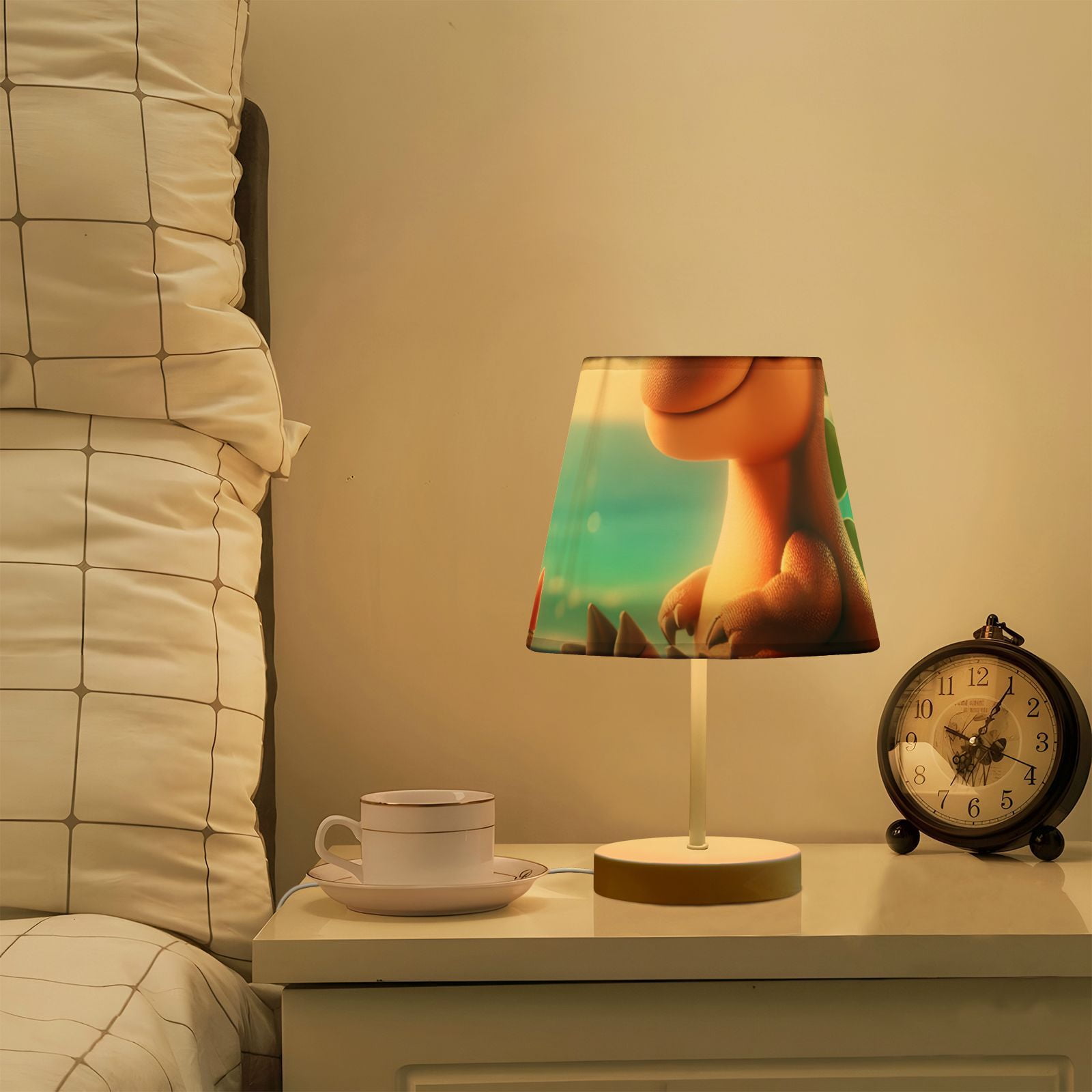 Dinosaur and Beach Sands LED Desk Lamp Table Lamp USB Bedside Nightstand Small Lamp for Bedroom Living Room Kids Room