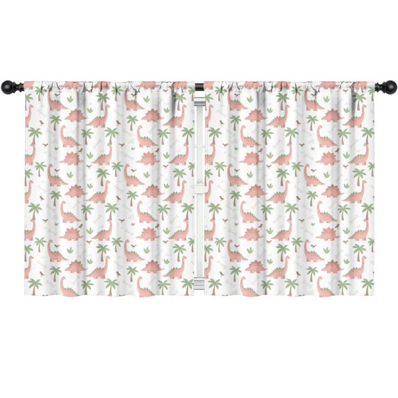 Dinosaur and Bone White Pattern Insulated Teens Curtains Set Of 2, Bedroom Essentials, Toddler Room Decor 52"x63"