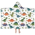 thumbnail image 1 of Dinosaur and Cactus Pattern Hooded Bath Towel，50"x30" for Ages 3 To 12 Kids, Quick Dry Lightweight Soft Microfiber Hood Beach Towel Cover Up for Kids, 1 of 7