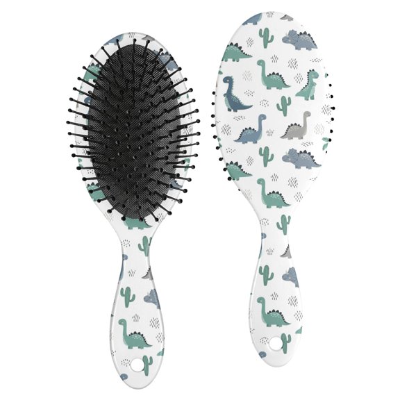 Dinosaur and Cactus White Pattern Brush, Detangling Hair Brush,Air Cushion Hair Comb, PP Material Gifts for for Men Women Kids