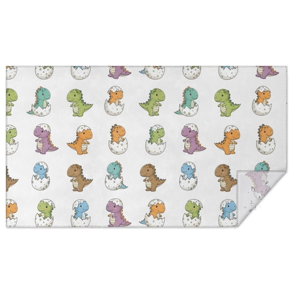 Witite Pattern Dinosaur and Egg White Pattern Waterproof Tablecloth, Rectangular ...