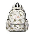 thumbnail image 1 of Dinosaur and Floral Off White Pattern Backpack for School, Cute School Bag with Adjustable Shoulder Straps and Padded Back, 13.4"x11"x4.7", 1 of 5