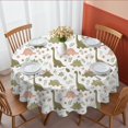 thumbnail image 1 of Dinosaur and Floral Off White Pattern Round Tablecloth 70"x70", Wrinkle Resistant Wipeable Table Cover for Kitchen Dining Room Picnic Patio and Party, 1 of 6