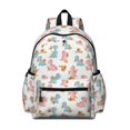 thumbnail image 1 of Dinosaur and Floral White Pattern Backpack for School, Cute School Bag with Adjustable Shoulder Straps and Padded Back, 13.4"x11"x4.7", 1 of 5