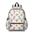 thumbnail image 1 of Dinosaur and Floral White Pattern Cute School Backpack with Padded Back and Adjustable Shoulder Straps 13.4"x11"x4.7", 1 of 5