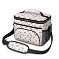 thumbnail image 1 of Dinosaur and Flower White Pattern Insulated Lunch Box for Women Men, Medium Leakproof Cooler Bag with Adjustable Strap, 10"x6.7"x8", 1 of 6