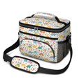 thumbnail image 1 of Dinosaur and Flower White Pattern Insulated Lunch Box for Women Men, Medium Leakproof Cooler Bag with Adjustable Strap, 10"x6.7"x8", 1 of 6