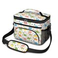 thumbnail image 1 of Dinosaur and Flower White Pattern Insulated Lunch Box for Women Men, Medium Leakproof Cooler Bag with Adjustable Strap, 10"x6.7"x8", 1 of 6