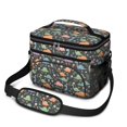 thumbnail image 1 of Dinosaur and Foliage Black Pattern Insulated Lunch Box for Women Men, Medium Leakproof Cooler Bag with Adjustable Strap, 10"x6.7"x8", 1 of 6