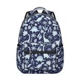 thumbnail image 1 of Dinosaur and Foliage Navy Blue Pattern Backpack for School, Cute School Bag with Adjustable Shoulder Straps and Padded Back, 15.3"x11"x7.1", 1 of 4