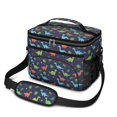 thumbnail image 1 of Dinosaur and Geometric Navy Blue Insulated Lunch Box for Women Men, Medium Leakproof Cooler Bag with Adjustable Strap, 10"x6.7"x8", 1 of 6
