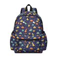 thumbnail image 1 of Dinosaur and Geometric Navy Blue Pattern Backpack for School, Cute School Bag with Adjustable Shoulder Straps and Padded Back, 13.4"x11"x4.7", 1 of 5