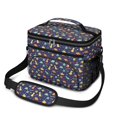 thumbnail image 1 of Dinosaur and Geometric Navy Blue Pattern Insulated Lunch Box for Women Men, Medium Leakproof Cooler Bag with Adjustable Strap, 10"x6.7"x8", 1 of 6