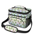 thumbnail image 1 of Dinosaur and Grid Rainbow Pattern Insulated Lunch Box for Women Men, Medium Leakproof Cooler Bag with Adjustable Strap, 10"x6.7"x8", 1 of 6