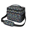 thumbnail image 1 of Dinosaur and Heart Navy Pattern Insulated Lunch Box for Women Men, Medium Leakproof Cooler Bag with Adjustable Strap, 10"x6.7"x8", 1 of 6