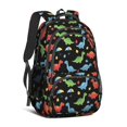 thumbnail image 1 of Dinosaur and Leaf Black Pattern Cute School Backpack Bag with Padded Back and Adjustable Shoulder Straps 16.9 X 12.6 X 5.9 Inches, 1 of 5