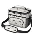 thumbnail image 1 of Dinosaur and Leaf Off White Pattern Insulated Lunch Box for Women Men, Medium Leakproof Cooler Bag with Adjustable Strap, 10"x6.7"x8", 1 of 6