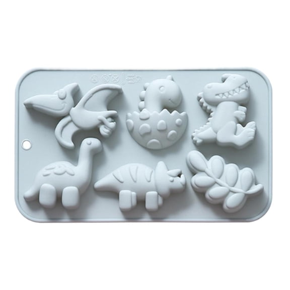 Dinosaur and Leaf Silicone Mold with Six Cavities for Baking, Chocolate, Soap, and Ice Cubes, Heat Resistant and Easy to Clean
