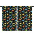 thumbnail image 1 of Dinosaur and Leaves Black Pattern Insulated Teens Curtains Set Of 2, Bedroom Essentials, Toddler Room Decor 52"x84", 1 of 5