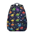 thumbnail image 1 of Dinosaur and Palm Navy Pattern Backpack for School, Cute School Bag with Adjustable Shoulder Straps and Padded Back, 15.3"x11"x7.1", 1 of 5