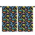 thumbnail image 1 of Dinosaur and Palms Black Pattern Insulated Teens Curtains Set Of 2, Bedroom Essentials, Toddler Room Decor 52x84in(132x213cm), 1 of 5
