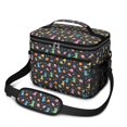 thumbnail image 1 of Dinosaur and Planet Black Pattern Insulated Lunch Box for Women Men, Medium Leakproof Cooler Bag with Adjustable Strap, 10"x6.7"x8", 1 of 6