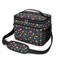 thumbnail image 1 of Dinosaur and Planet Black Pattern Insulated Lunch Box for Women Men, Medium Leakproof Cooler Bag with Adjustable Strap, 10"x6.7"x8", 1 of 6