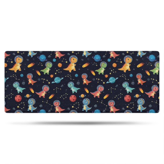 Dinosaur and Planet Black Pattern Non Slip Microfiber Bathroom Rugs, Soft Rubber Backing Bath Mats for Bathroom Floor Tub and Shower,24"x60"