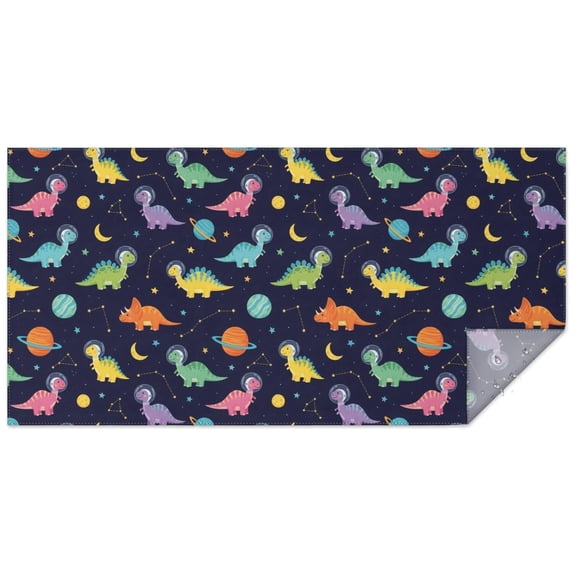 Dinosaur and Planets Blue Pattern Waterproof Tablecloth, Rectangular ...
