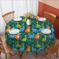 thumbnail image 1 of Dinosaur and Plant Green Pattern Round Tablecloth 70"x70", Wrinkle Resistant Wipeable Table Cover for Kitchen Dining Room Picnic Patio and Party, 1 of 6