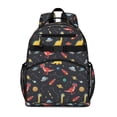 thumbnail image 1 of Dinosaur and Rocket Navy Pattern Cute School Backpack Bag for School with Padded Back and Adjustable Shoulder Straps 15.25"x11.5"x5.25", 1 of 5