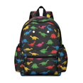 thumbnail image 1 of Dinosaur and Silhouette Black Pattern Cute School Backpack with Padded Back and Adjustable Shoulder Straps 13.4"x11"x4.7", 1 of 5